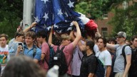 American Flag Defended By Frat Boy Heroes Dylan, Dylan, Dylan, And Dylan