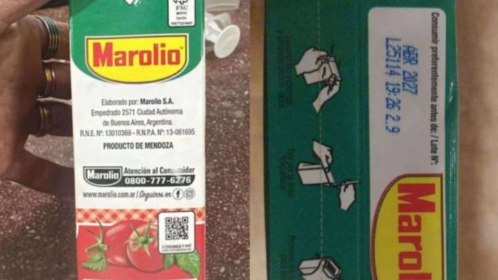 Alerta de ANMAT: piden no consumir un lote de tomate triturado Marolio