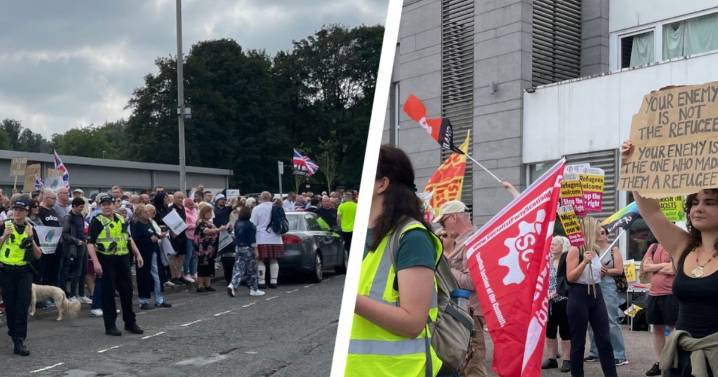Scots asylum seeker hotel anti-racism counter-protest as police separate demonstrators
