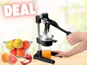 Amazon has the Zulay Kitchen Cast-Iron Orange Juice Squeezer for $10 off