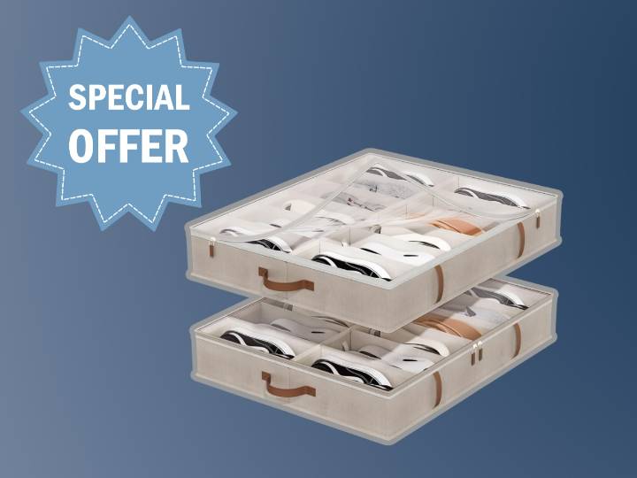 This space-saving underbed shoe organizer keeps your extra pairs out of sight & you can nab it on sale