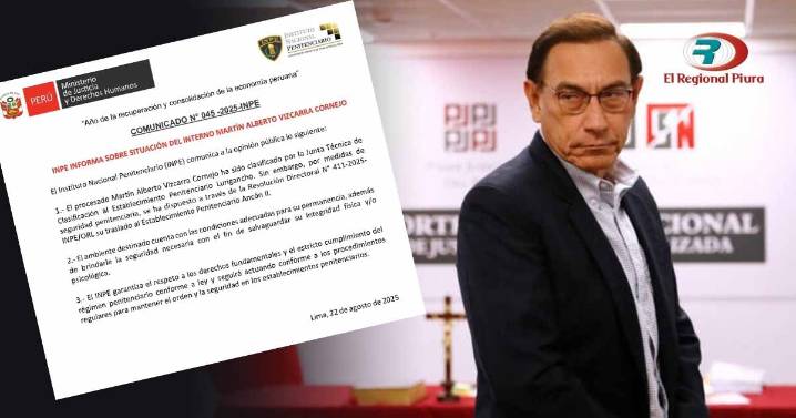 Martín Vizcarra será trasladado al penal Ancón II para cumplir prisión preventiva