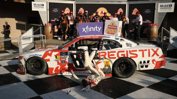 Nascar driver Connor Zilisch breaks collarbone while celebrating latest victory