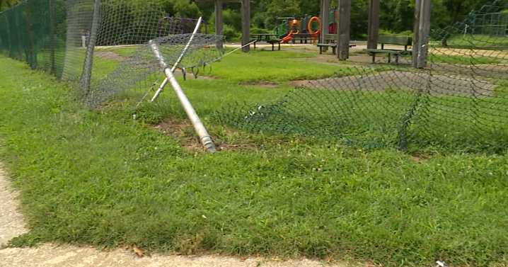 Community demands stronger barrier after repeated car crashes into playground fence