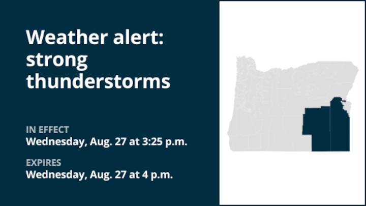 Thunderstorms with marble-sized hail in Harney and Malheur counties Wednesday – wind gusts reaching 40 mph