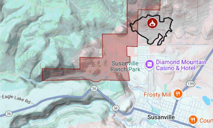 Map: Wildfire burning at edge of Susanville