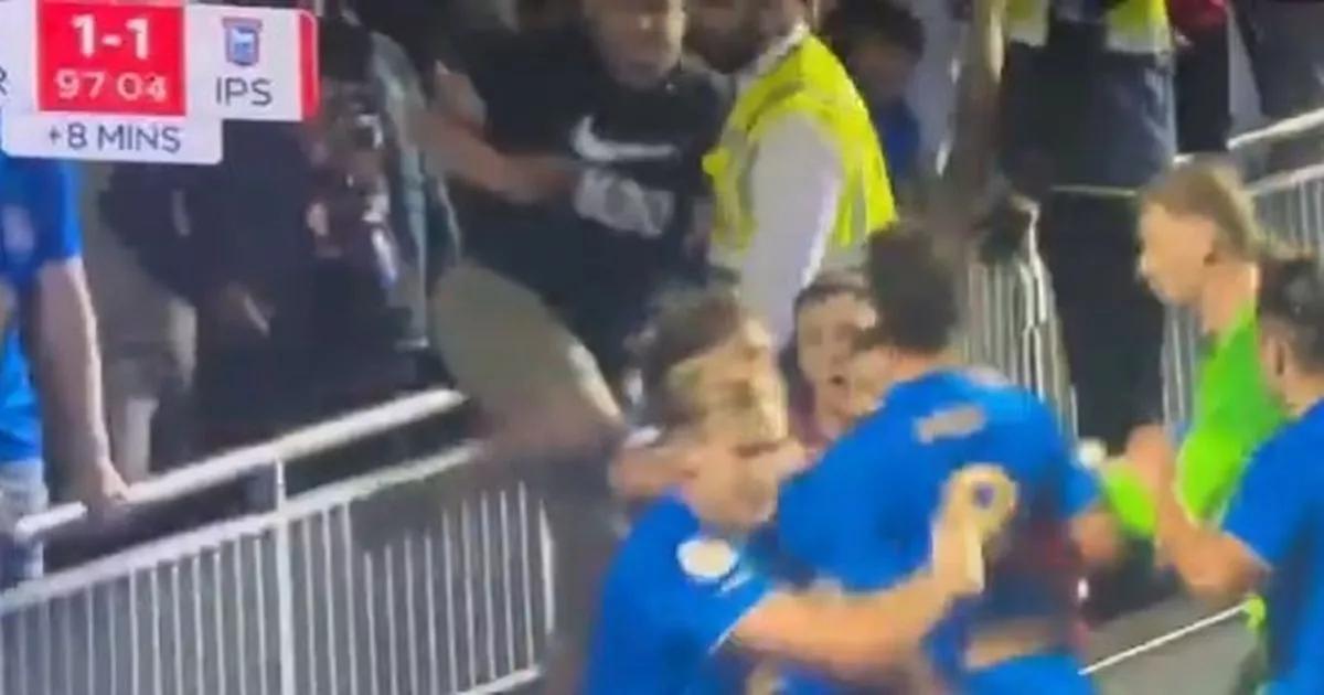 Birmingham fan hauled to ground in player bust-up as fans say 'football is back'