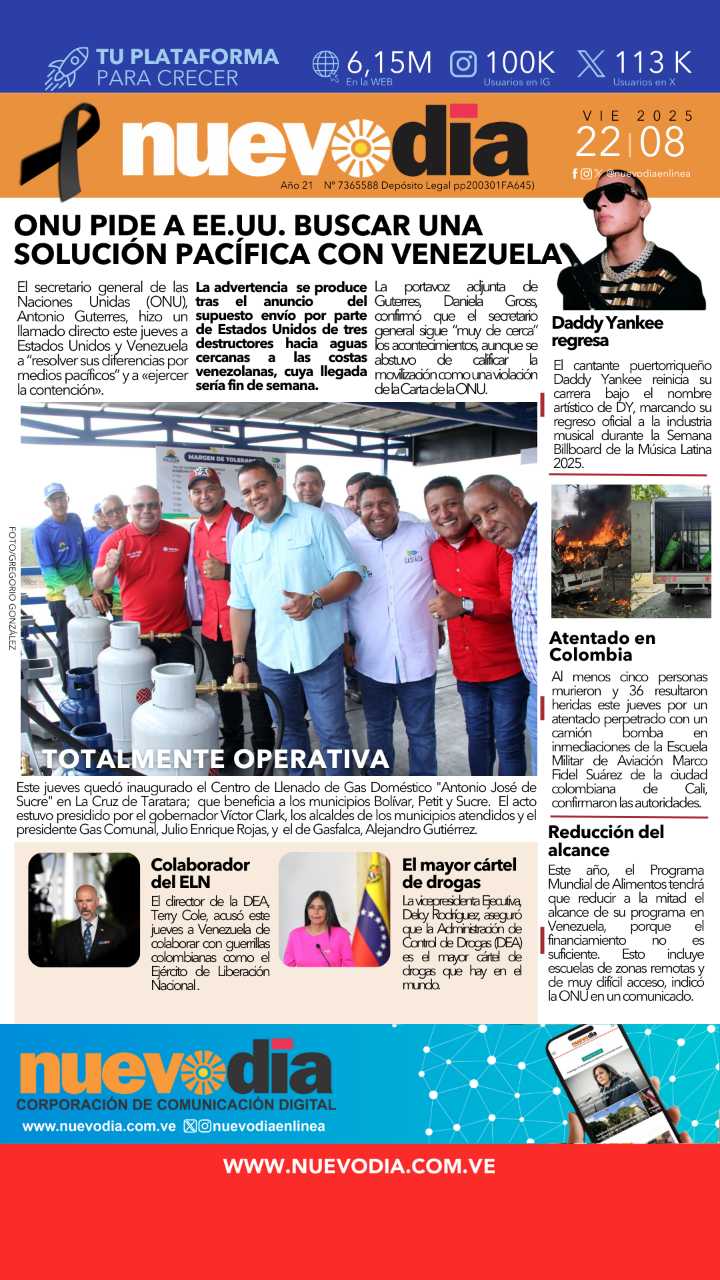 Portada viernes 22 de agosto de 2025
