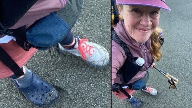 No shoe, no problem: Olympian Clara Hughes completes West Coast Trail wearing borrowed Croc