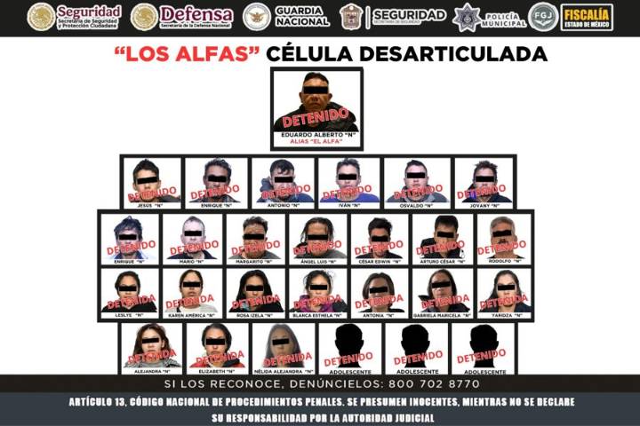 Cae célula delictiva de 27 integrantes ligada a grupo criminal de Jalisco en Edoméx