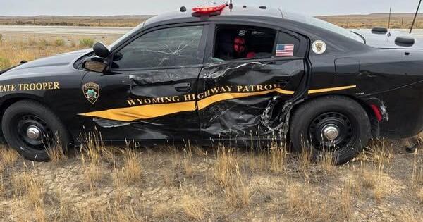 Wyoming Highway Patrol urges drivers to yield to emergency vehicles after crash