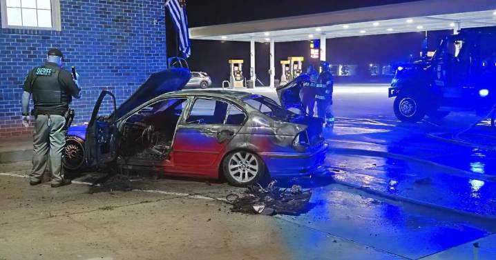 Crews tackle vehicle fire at Family Express