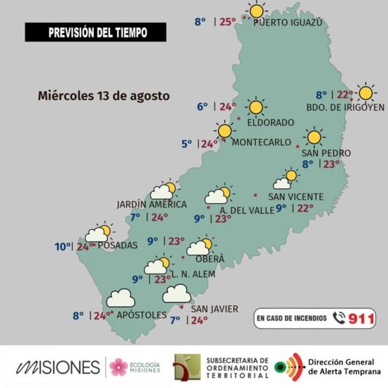 Pronóstico del tiempo para el miércoles 13 y los próximos días