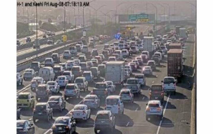 Car accident closes all lanes of H-1 eastbound near Nimitz offramp