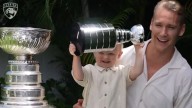 Forsling hoists Stanley Cup on boat, son mimics him with mini version