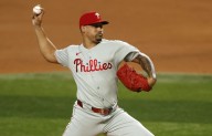Phillies closer Jhoan Durán carted off field after being hit in ankle with line drive