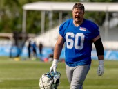 Lions starting center leaves practice to be evaluated for leg injury