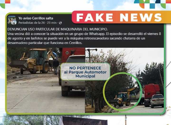 Cerrillos: la Municipalidad desmiente el supuesto uso indebido de una retroexcavadora