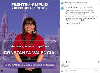 Por redes sociales Frente Amplio anuncia salida de seremi de la mujer, aún no hay comunicación oficial.
