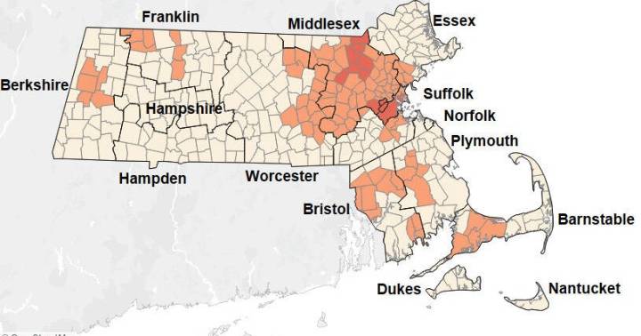 Map shows high West Nile virus risk in 10 Massachusetts cities and towns