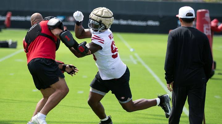 49ers’ Mykel Williams returns to practice after knee injury