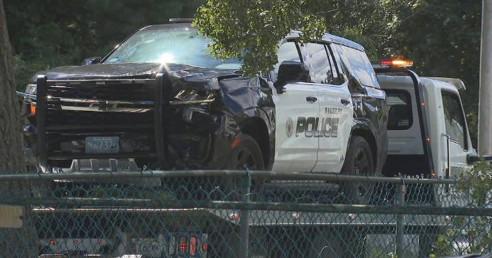 Randolph police cruisers crash during search for armed robbery suspect