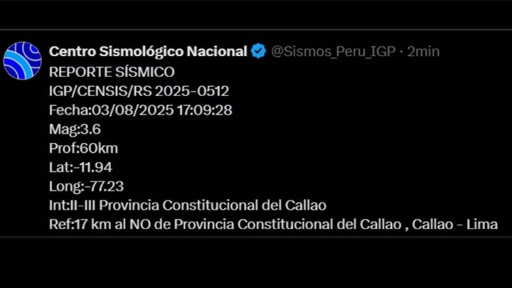 Dos temblores asustan a Lima y el Callao
