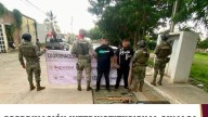 Marina arresta a dos hombres en Valles del Ejido con vehículo robado, arma de fuego y municiones