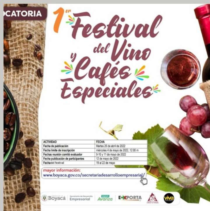 En Boyacá se realizará el Primer Festival del Vino y Cafés Especiales