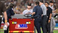 Giants' Landen Roupp carted off after being hit by line drive
