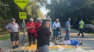 Florida colored crosswalk protest: Senior citizen lies in the street
