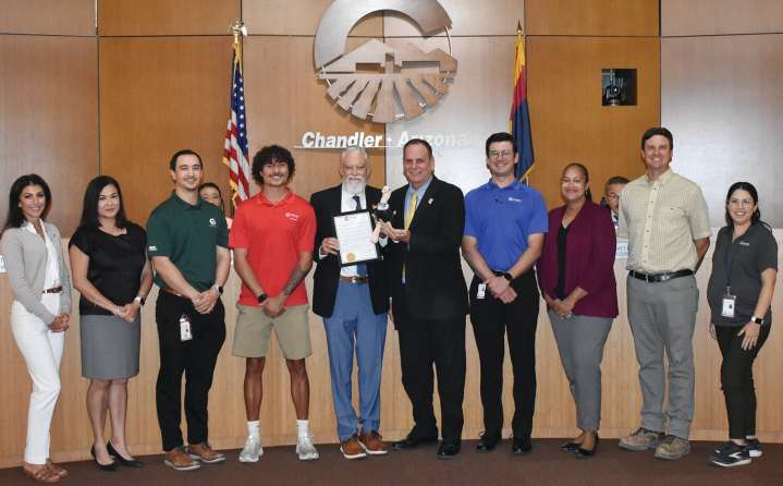 Chandler staff, ostrich recognize National Parks and Rec Month