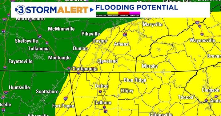 Heavy rain could lead to localized flooding today