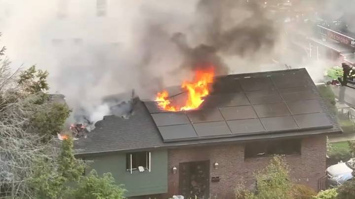 Medford MA fire: Fern Road home burning
