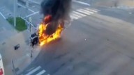 Captan el instante en que un dron ucraniano impacta en Bélgorod y deja tres heridos