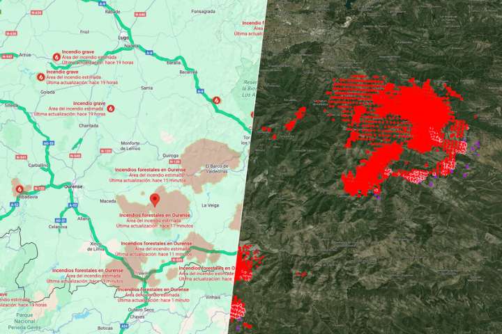 Los incendios que están asolando a España, vistos desde el espacio y a través de los mapas