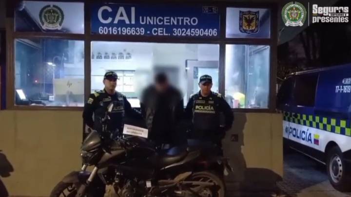Ladrón de restaurante es detenido en Usaquén: huía en una moto robada tras el asalto en Chapinero