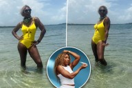Serena Williams shows off body transformation in swimsuit after using weight