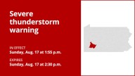 Update: Damaging winds anticipated with thunderstorms in Westmoreland County Sunday