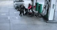 Moment suspected bike thief, 14, arrested at petrol station