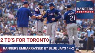 The Rangers were blown out by the A.L. best Blue Jays in Toronto.
