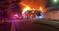 Firefighters battling large commercial fire east of downtown Spokane