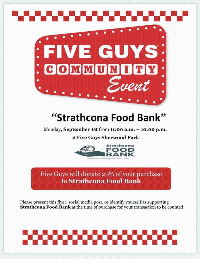 Five Guys to host Strathcona County Food Bank Fundraiser