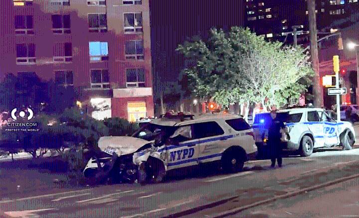 Four police officers injured when cruisers collide while racing to scene of shooting in Far Rockaway: NYPD
