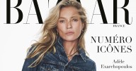 Kate Moss Works Double Denim on the Cover of Harper's Bazaar France for September 2025