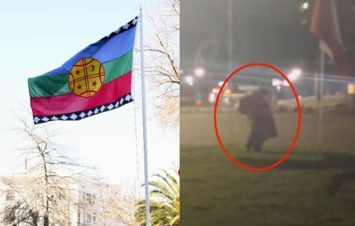 Encontraron al «Personaje» que se robo la bandera mapuche el pleno centro de Chillán.