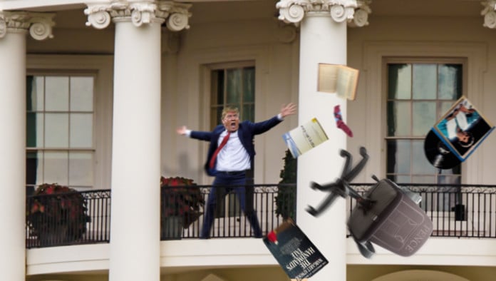 Trump Begins Throwing Pence’s Belongings Out Of Window Onto White House Lawn