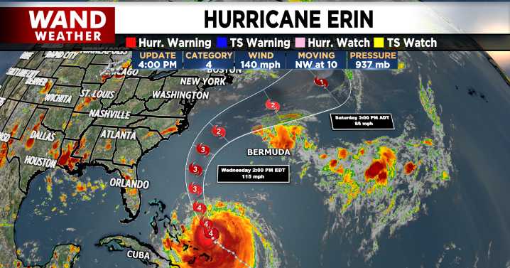 Tracking Hurricane Erin and its impacts