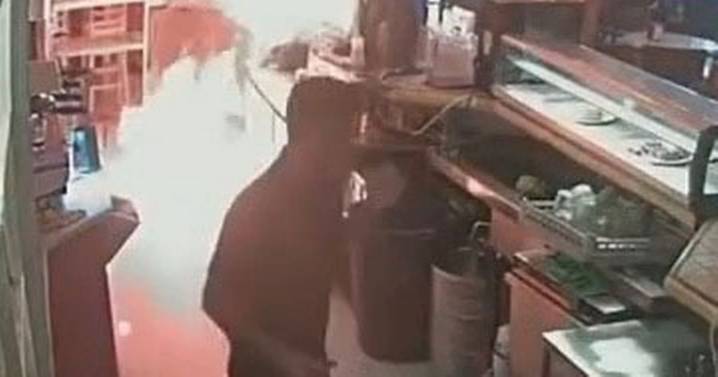 Horror moment man sets Spanish café on fire after staff 'ran out of mayonnaise'