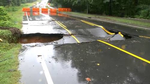 Major Apex road heavily damaged by floodwater